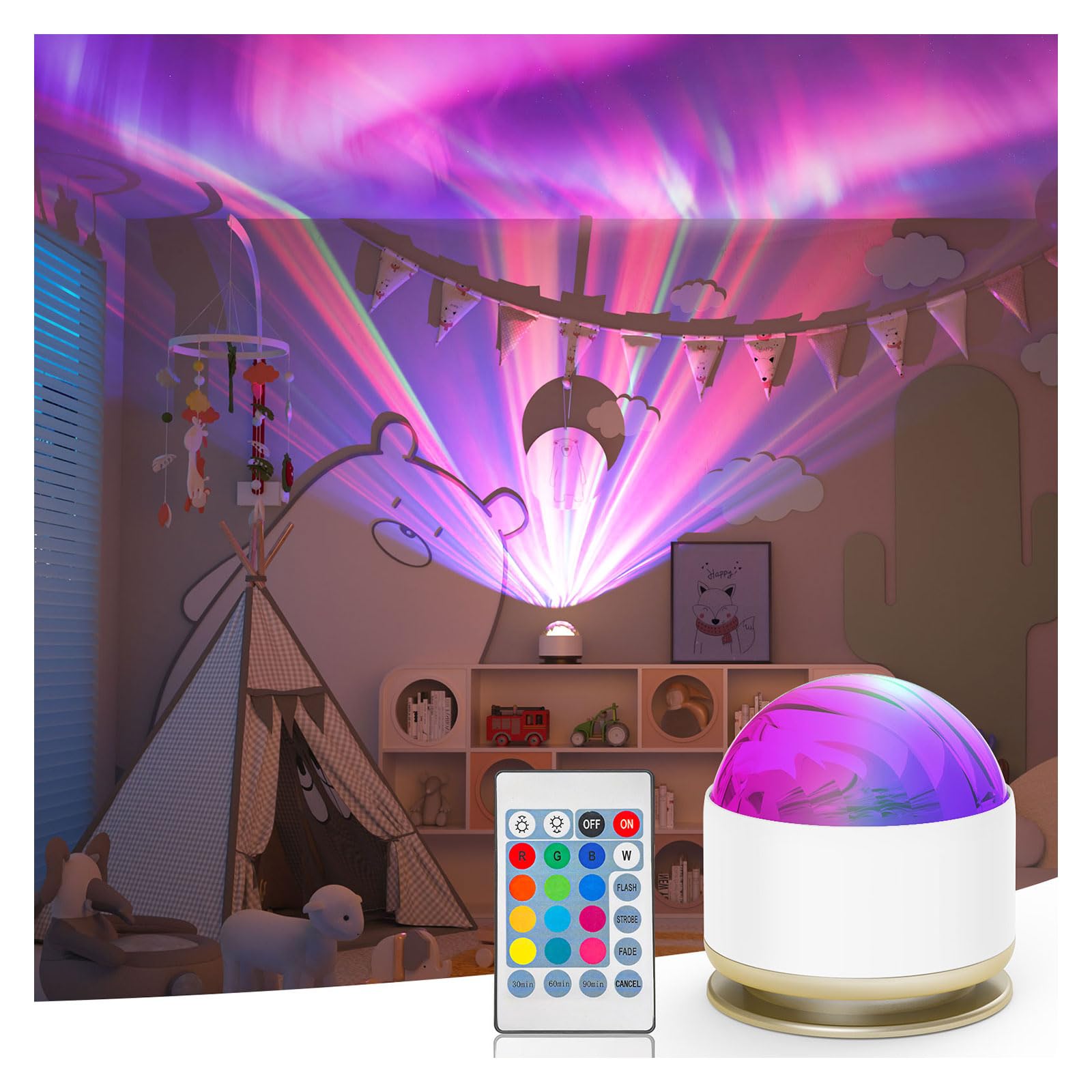 HUMIIEYE Northern Lights Projector, 13 Colors Aurora Night Light Projector for Bedroom, 3 Timers, Remote Galaxy Light Projector, Memory Function Dimmable Mood Lighting for Playroom Kids Teen Girl Gift