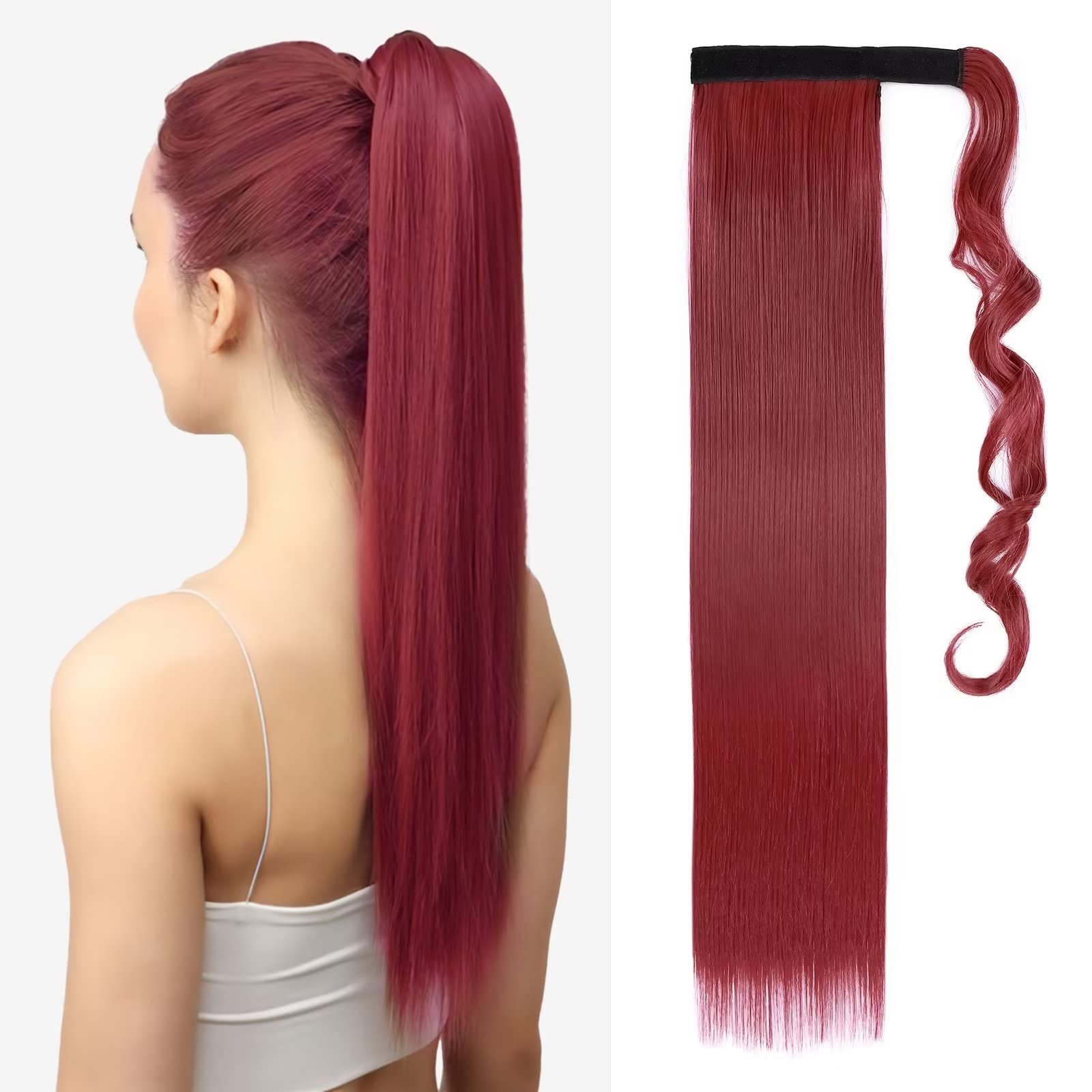 TESS Clip in Ponytail Extension Blonde 26",Hair Extensions Ponytail Synthetic Wrap Around Long Straight Fake Pony Tails Hair Pieces for Women(#M130M)