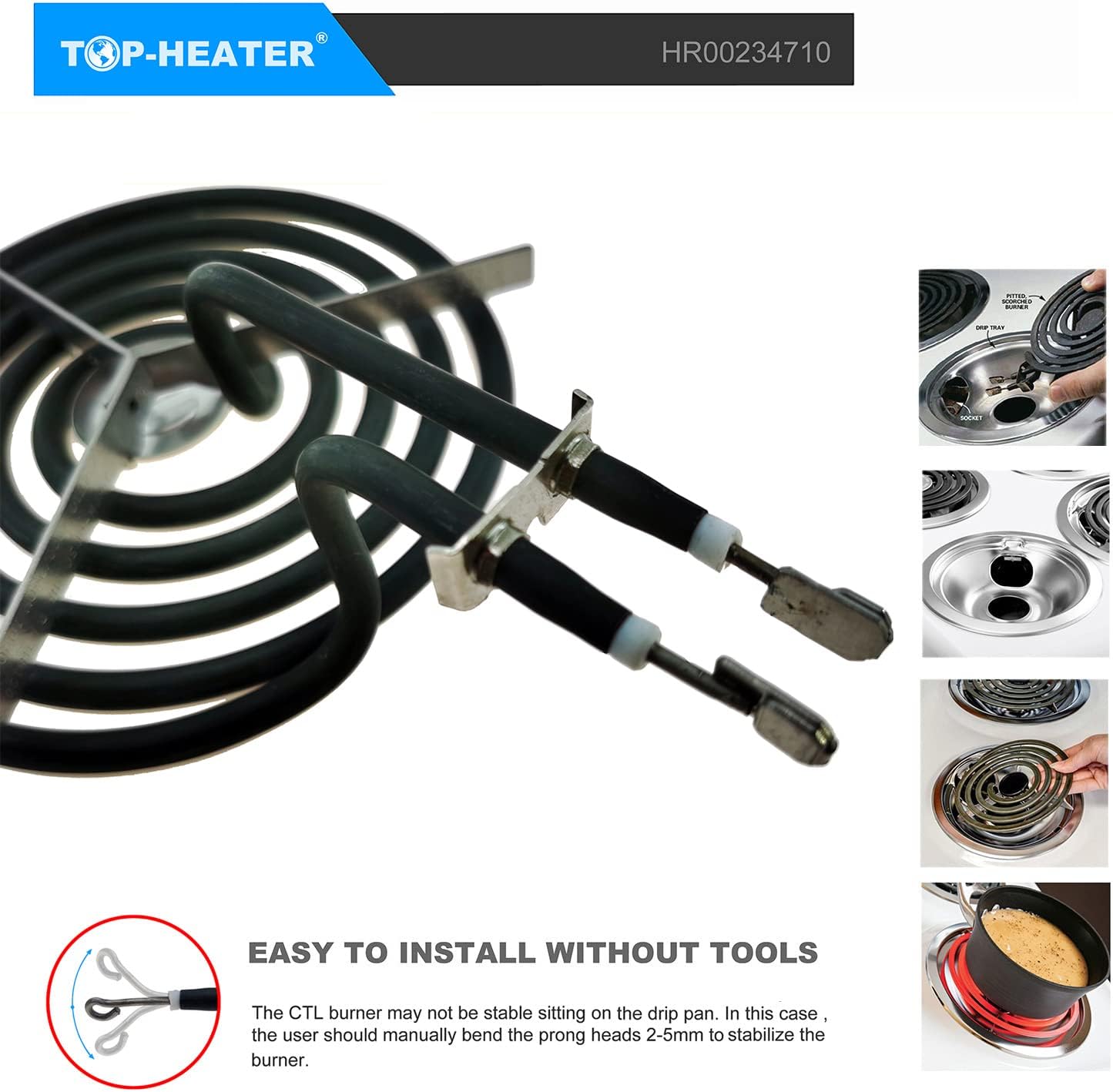 TOP-HEATER 234710(WB30M1) 6” Electric Range Burner Element Replacement For GE Hotpoint RCA Range Stove,Match WB30M2 Electric Stove Burner,5-Turn Surface Element,1Pack : Appliances