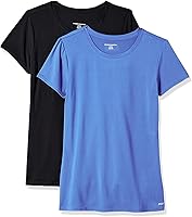 Vista 26 de Yaxa Essentials Camiseta de manga corta con cuello redondo para mujer, de secado rápido, para entrenamiento, gimnasio, paquete múltiple Tinte