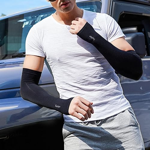 Miniatura 4 de Mangas de protección solar UV para hombres y mujeres – UPF 50 deportes compresión manga enfriamiento tatuaje cubierta mangas brazo mangas, Gris B,