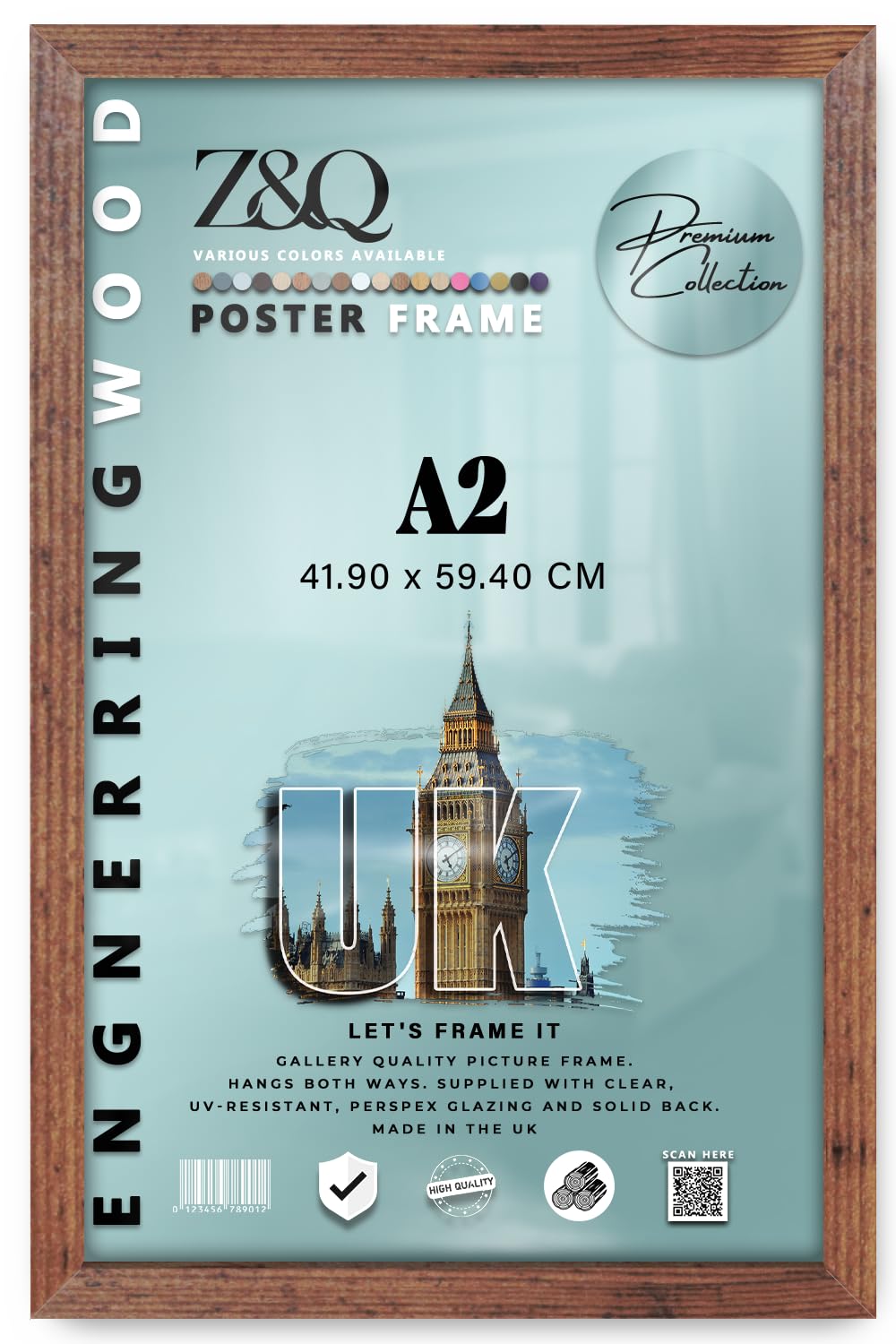 Z&Q | Luxury MDF Photo Frame A2 (41.90 x 59.40 CM) Classic Engineered Wood, Certificate Holder 23X16 Inch Modern Wall Art Décor, 419 x 594 mm [ Rustic ]