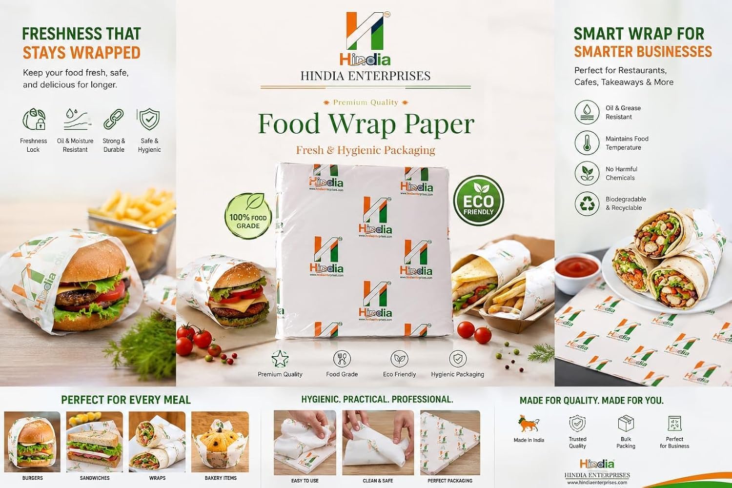 Food Wrap Paper, White, 100% Food Grade, Oil & Moisture Resistant, for Burgers, Sandwiches & Wraps (3 Packet (450 Sheet)) 1