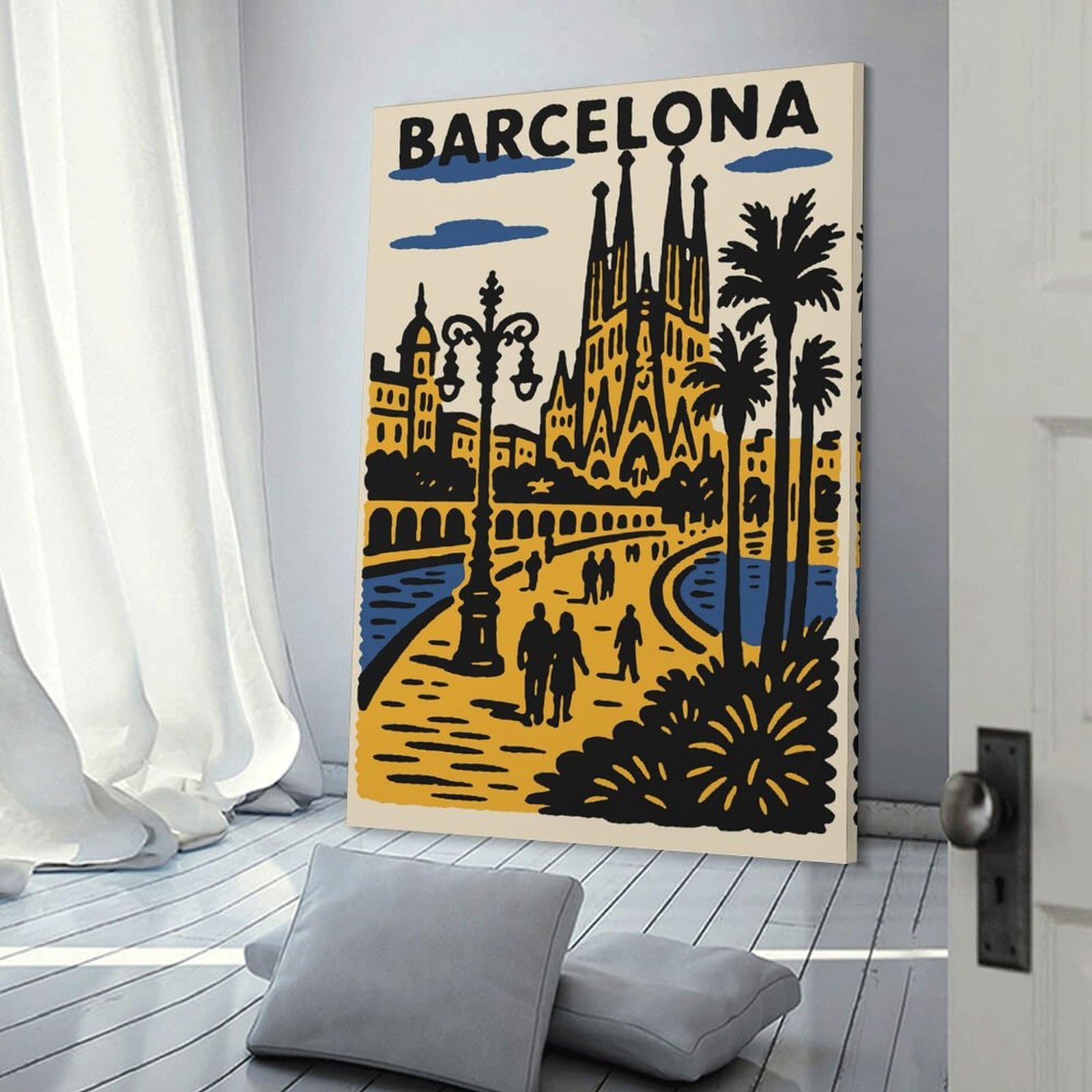 Junmoney Decorative Canvas Print Barcelona Travel (4), 20x30inch(50x75cm), for Office, Study Or Home Workspace, Decorative Artwork for Productive Spaces