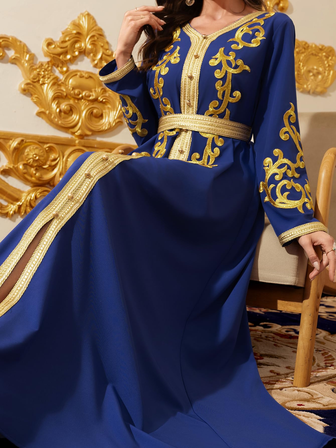 Aibaowedding Abiti musulmani Donne Abito da sera Dubai Stile Caftano Robe Full Lunghezza Ricamo Stampa Floreale Islamico Turco Marocchino Abiti Da Sera Di Nozze