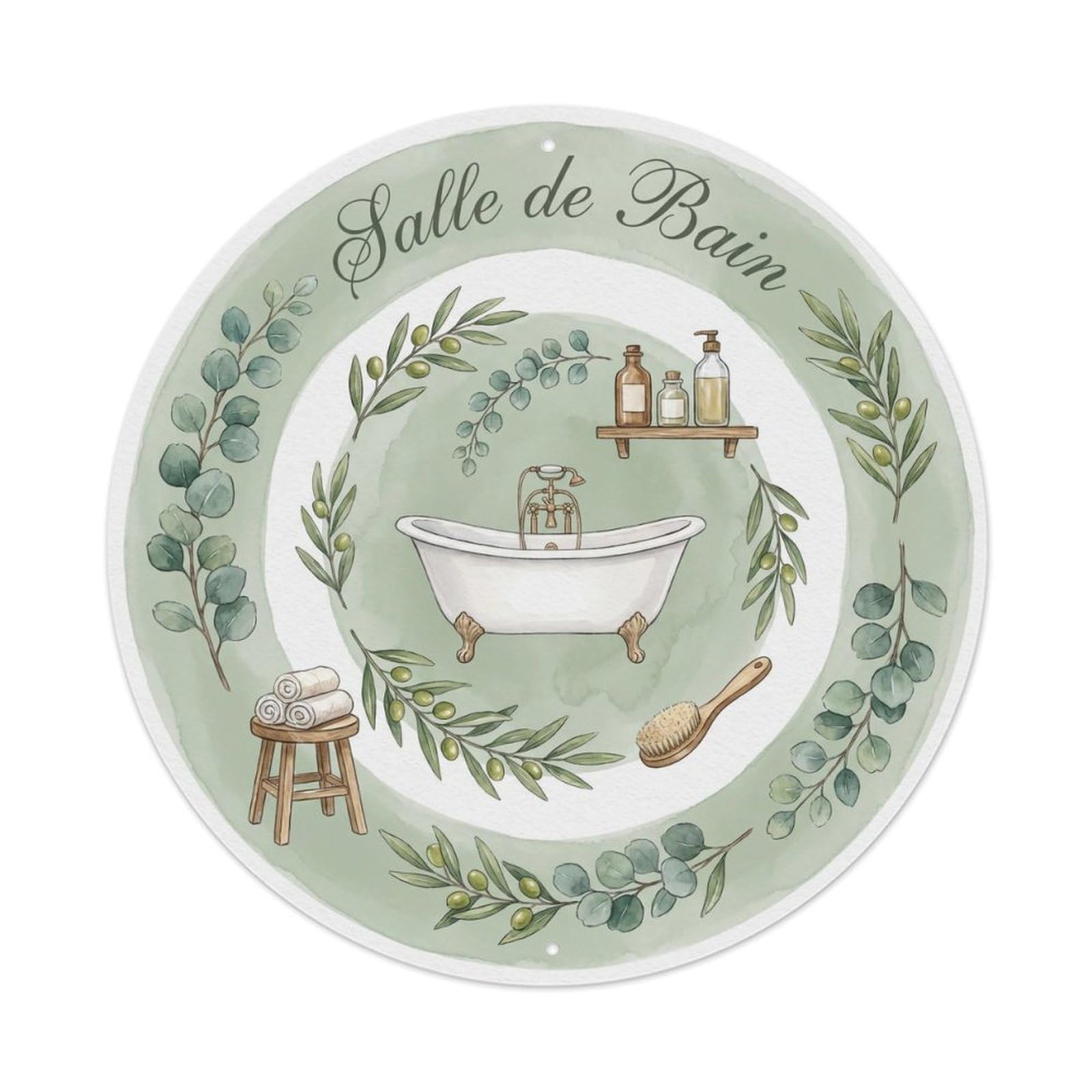 Fqnyr Style Salle Eucalyptus Elegant Spa Bathroom Metal Tin Sign