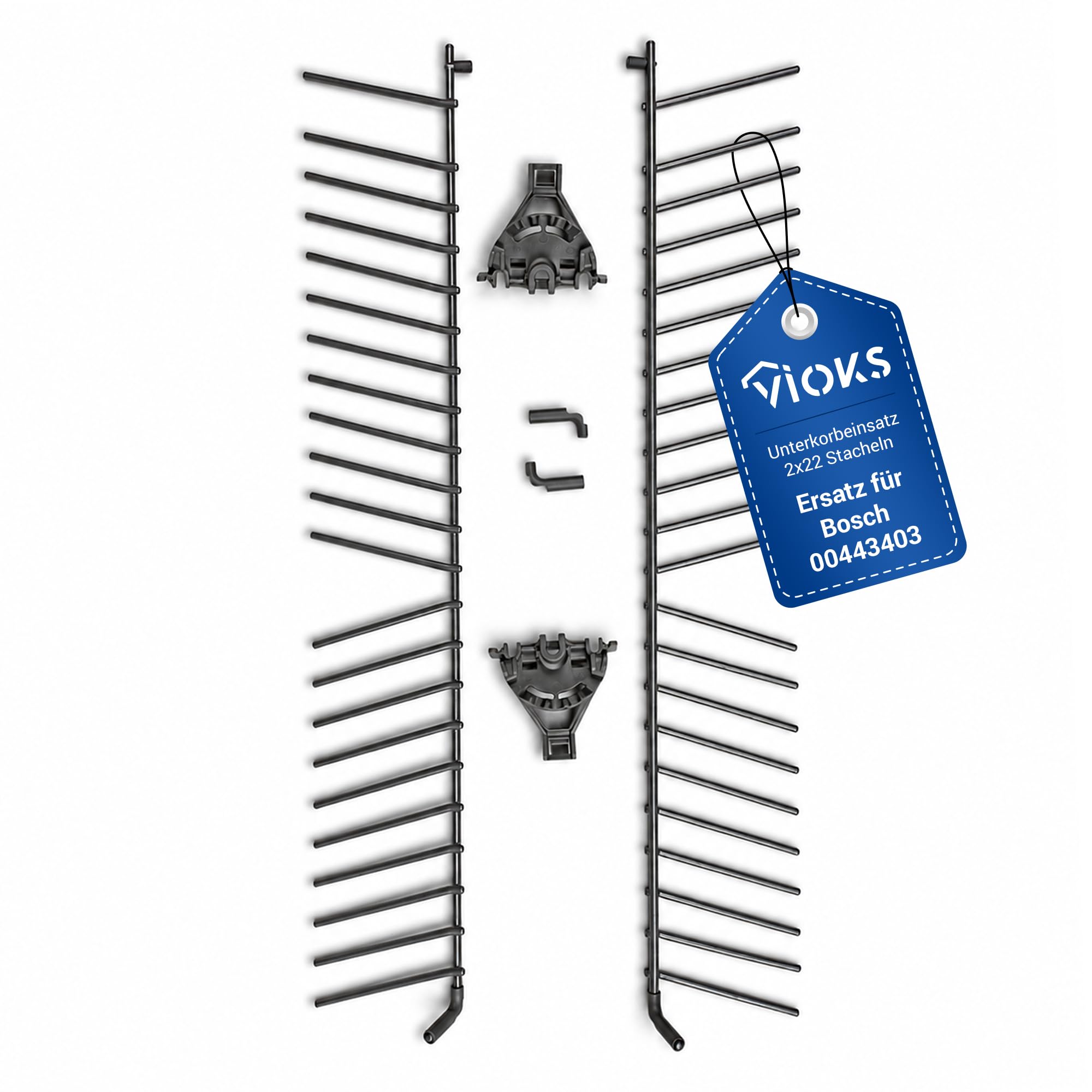 VIOKS 2 piezas de repuesto para lavavajillas Bosch 00443403 | Fila de púas plegables para platos y cesta inferior para lavavajillas