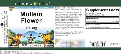 Miniatura 4 de Flor de gordolobo - 450 mg (100 Cápsulas, ZIN 511376)