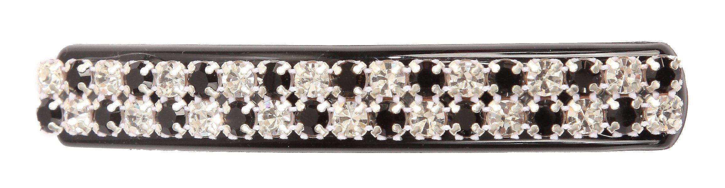 Caravan 0.5 oz LG Automatic Barrette with Jet and Crystal Swarovski Rhine Stone