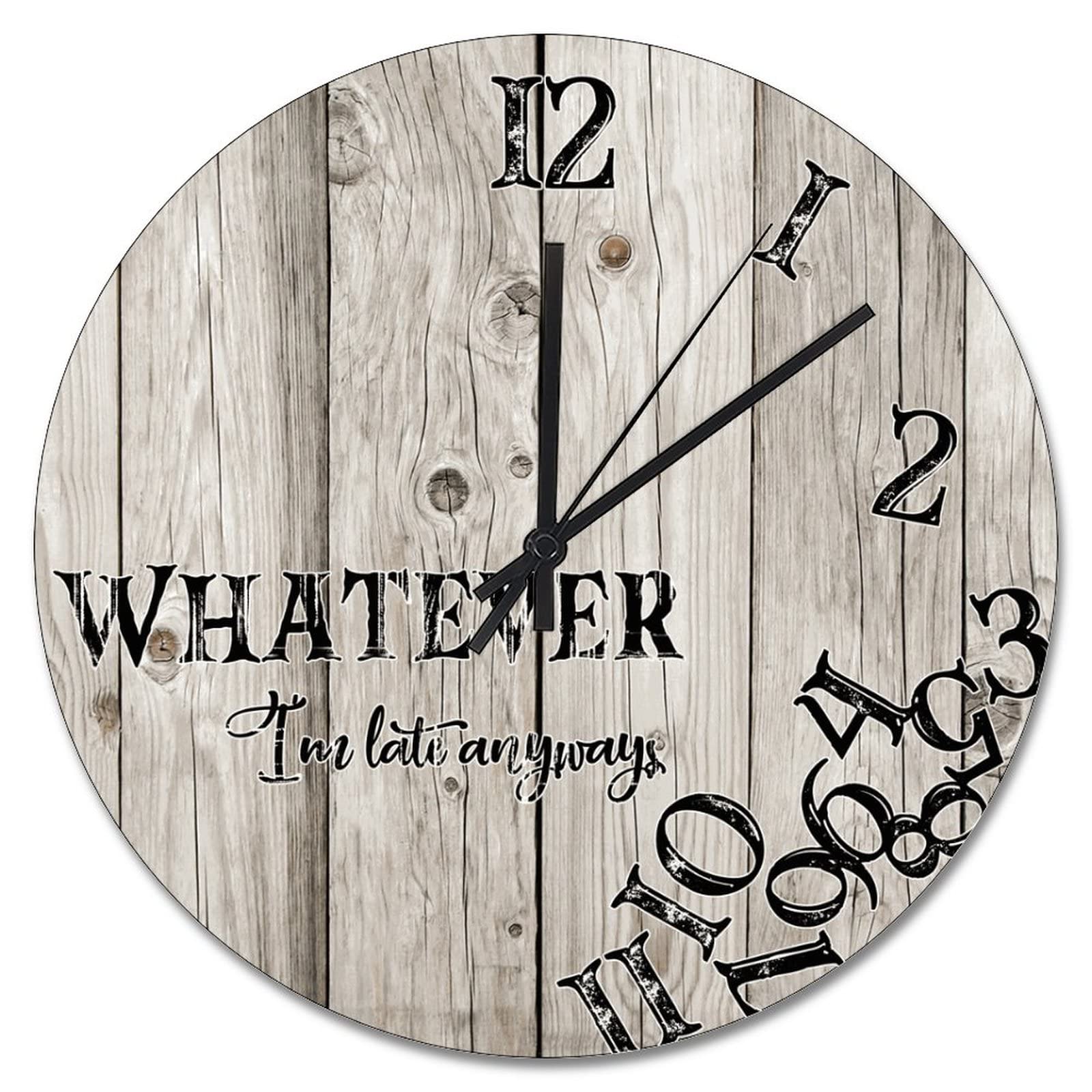 Horloge murale grain de bois 38 cm silencieuse pour décoration salon et cuisine