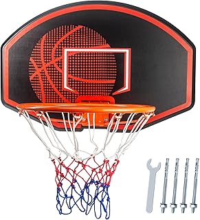 Aro de baloncesto grande montado en la pared, tablero de 36 x 24 pulgadas, a prueba de roturas, con borde de 18 pulgadas y red antidesgarros, aro de baloncesto para interiores y exteriores, para
