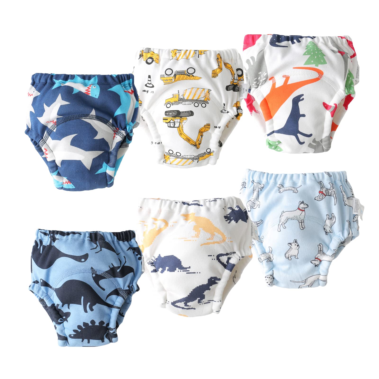 Lot de 6 Culotte Apprentissage Propreté pour Bébé,Culottes Lavable Coton Réutilisation sous-Vêtements d'apprentissage Garcon Fille 1-5 Ans
