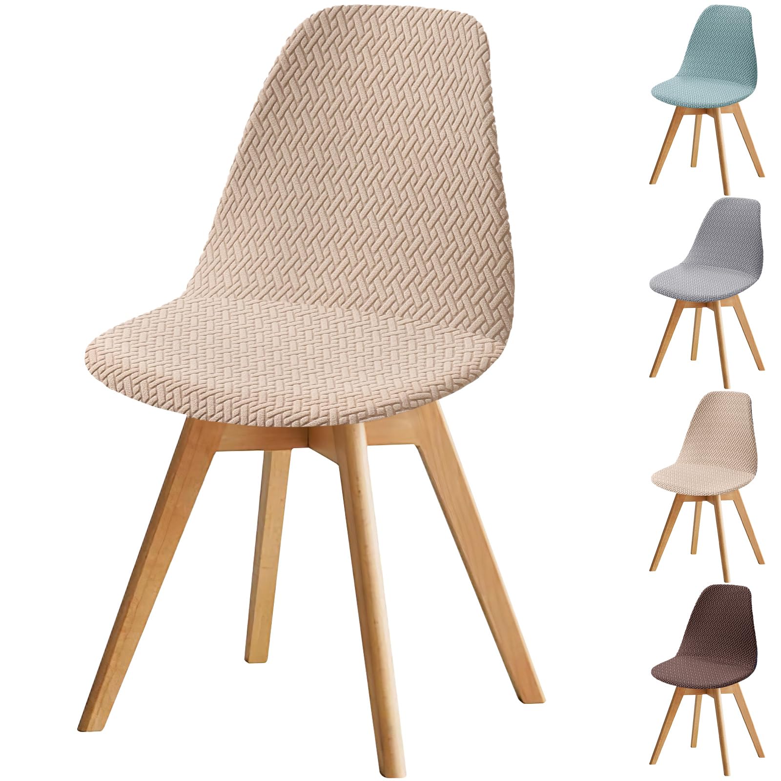 Fuloon Shell Dining Chair Covers, Mid Century Modern Chair Slipcover, Jacquard Elastic Dining Chair Covers, Washable Removable Chair protector for Dining Room, Kitchen, Restaurant, Hotel