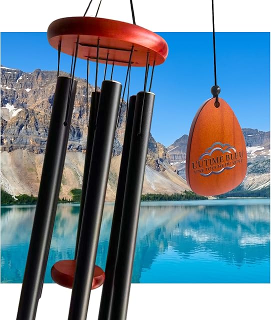 L'UTIME BLEU 31" Chimes à vent en plein air, Tubes en aluminium mélodique Crisp - Grands cadeaux pour la graduation, anniversaire, anniversaire et chauffage domestique (Noir, 31")
