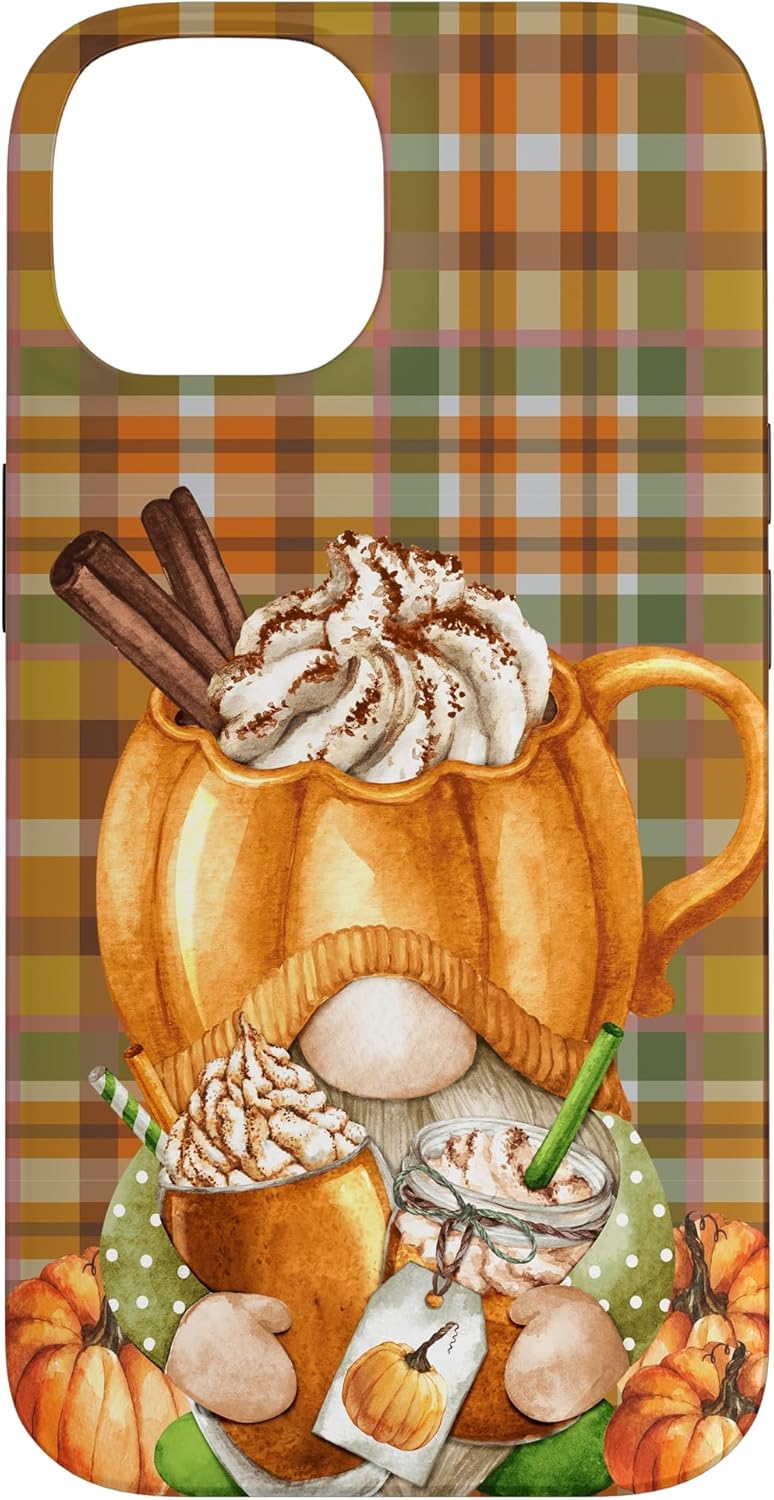 Thanksgiving Autumn Gnome Buffalo Plaid Love Pumpkin Spice Case for iPhone 13