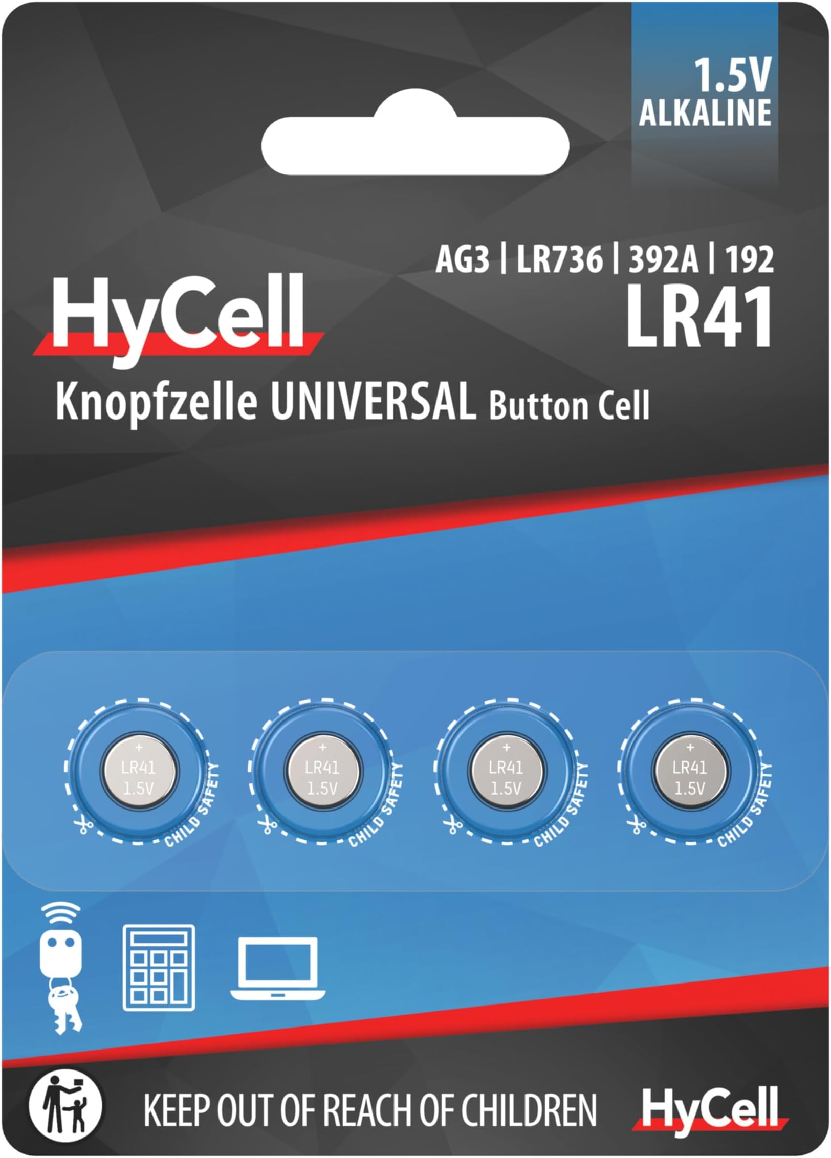 HYCELL LR41 1.5 V Alkaline Battery (Pack of 4)