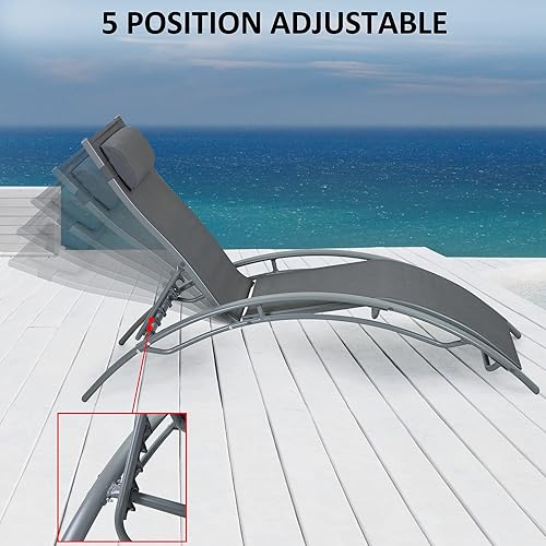 Miniatura 5 de FHFO Tumbonas de patio sillas de patio al aire libre sillas de playa piscina tumbona para tomar el sol silla reclinable sillas de bronceado