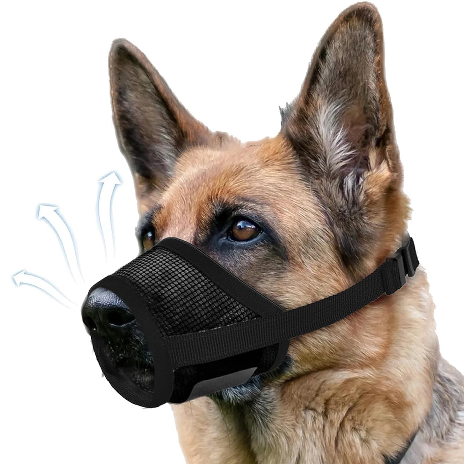 Muselière Chiens, Museliere Anti Aboiement, Espirant Muselière en Réglable pour Chien, Dog Muzzle pour Les Chiens de Taille Grande, Moyenne, XL, Noir