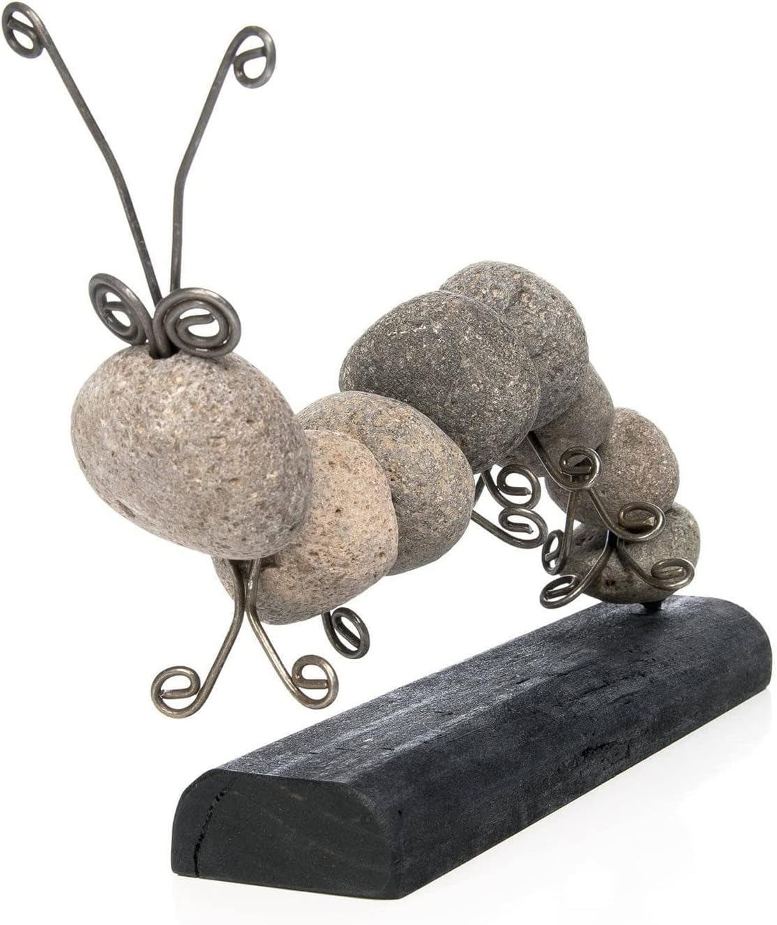 Happy Gardens River Rock Caterpillar Statue - Stone Cairn Sculpture Zen Garden Decor Outdoor Yard Art