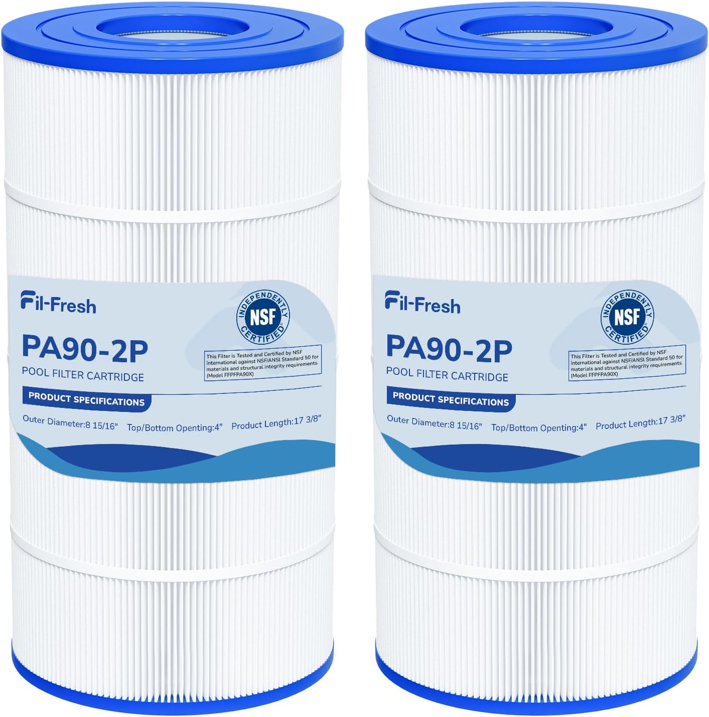 Fil-fresh 2 Pack C900 Pool Filter Cartridges Compatible with Hayward C900, Replacement for Pleatco PA90, Hayward CX900RE, Unicel C-8409, 90 sq.ft
