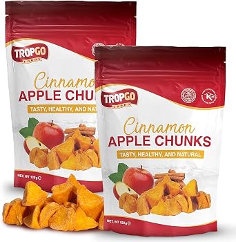 Tropgo Dried Cinnamon Apple Chunks 120g Pack of 2, Resealable Bag – Tasty, Healthy & Natural Dried Fruit for Snacking & Baking – Non-GMO Vegan Fruit Snacks – Pantry Staple for Kids & Adults