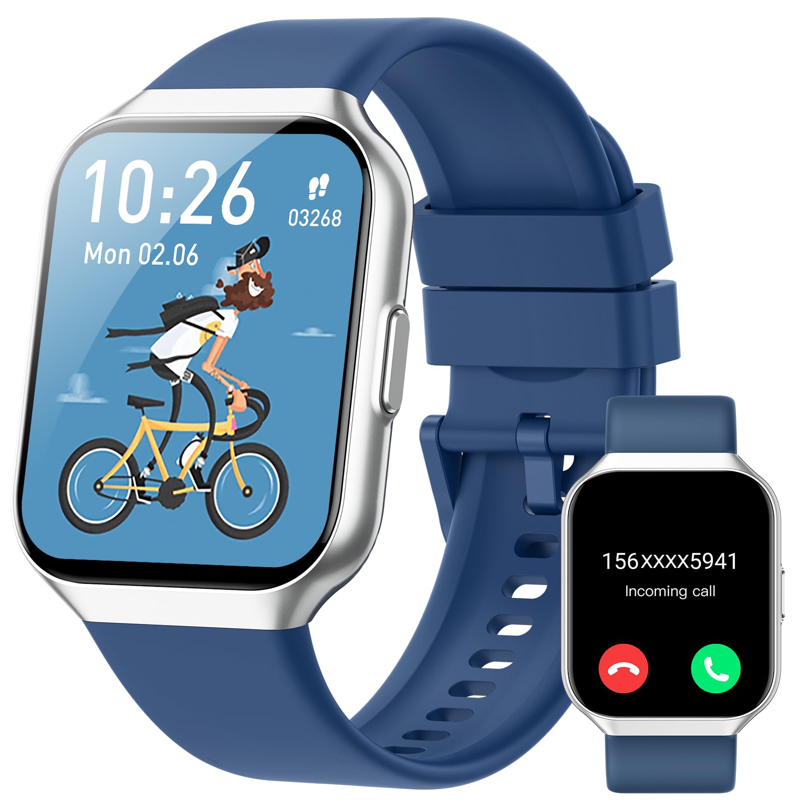 Hendari Smartwatch Uomo Donna, 1.96" Orologio Smartwatch con Effettua/Risposta Chiamate, 140+Modalità Sportive Impermeabile IP68, Smart Watch con Monitoraggio del SpO2/Sonno/Contapassi per IOS/Android