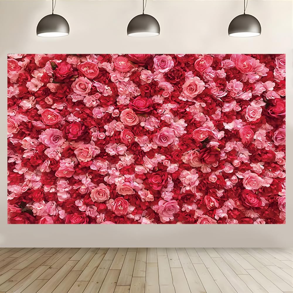 Pink Rose Flower Background Floral Theme Photography Background Valentine's Day Mother's Day Wedding Bridal Shower Party Decorations Floral Rose Wall