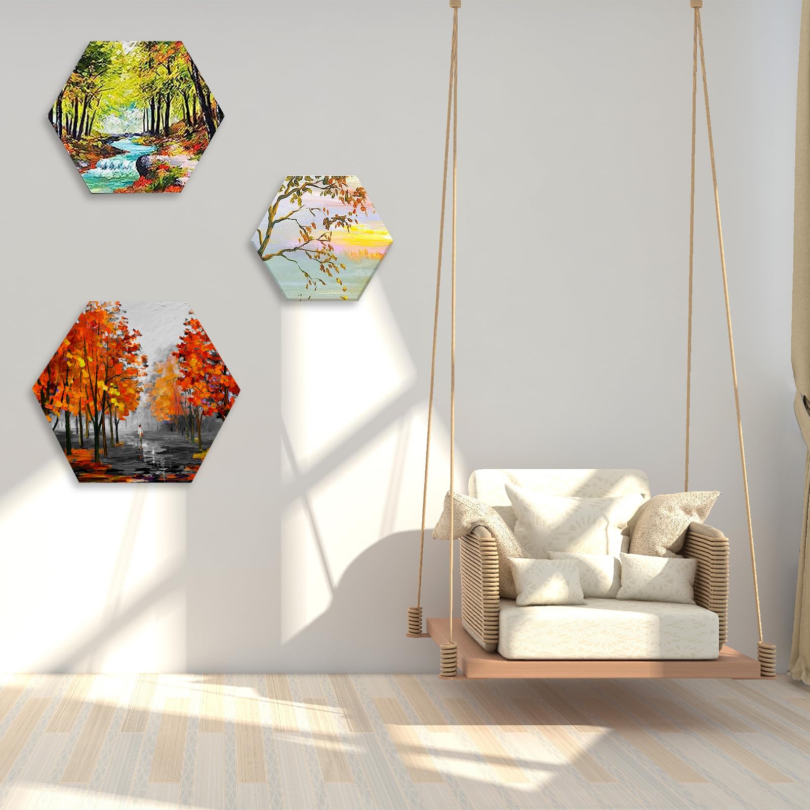 Set di 6 telai esagonali da dipingere, 30 cm, 25 cm, 20 cm, tela esagonale da dipingere, in 100% cotone, 4 colori bianchi, da olio, acrilico, acquerello, tempera e artisti, fai da te