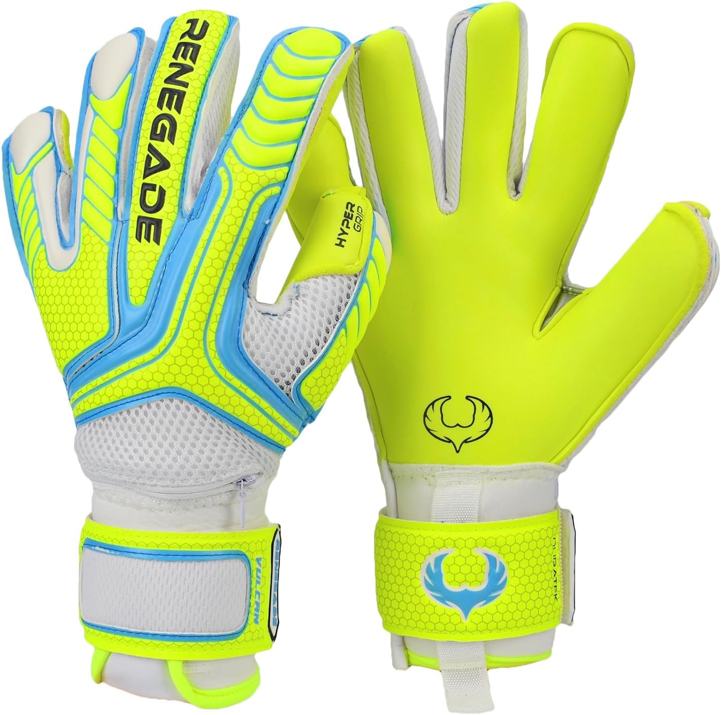 Renegade GK Vulcan Goalie Gloves - Adult, Youth, Kids (Sizes 6-11, 4 Styles, Level 3) Pro-Tek Fingersaves & 3.5+3MM Hyper Grip | Excellent Goalkeeper Glove for Higher Play | Based in The USA