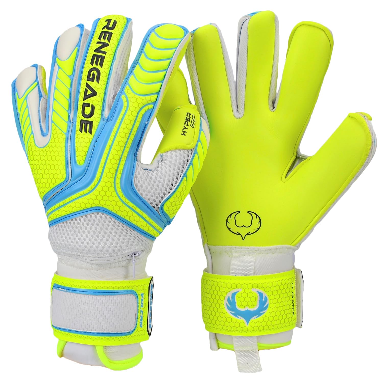 Renegade GK Vulcan Guanti Da Portiere Con Microbe-Guard (Taglia 6-11, 4 Stiles) Pro Protezione Dito |3.5+3mm Hyper Grip| Guanti Da Portiere Per Livelli Più Alti | Presa E Protezione | Adulto, Ragazzo