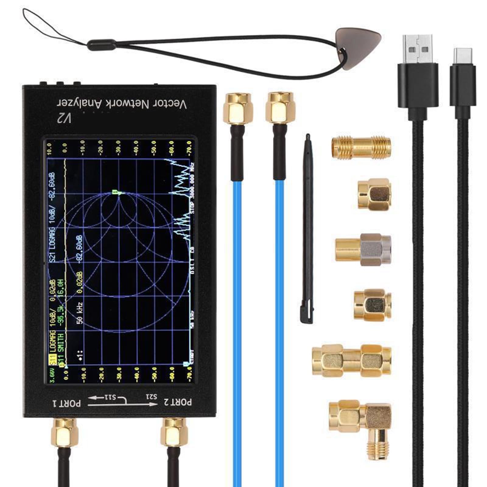 ordinarYone Verbessertes NanoVNA-F Netzwerkanalysegerät, 10,9 cm (4,3 Zoll), 50 kHz-3 GHz, UHF-Analyse-Netzwerk-Testerplatine