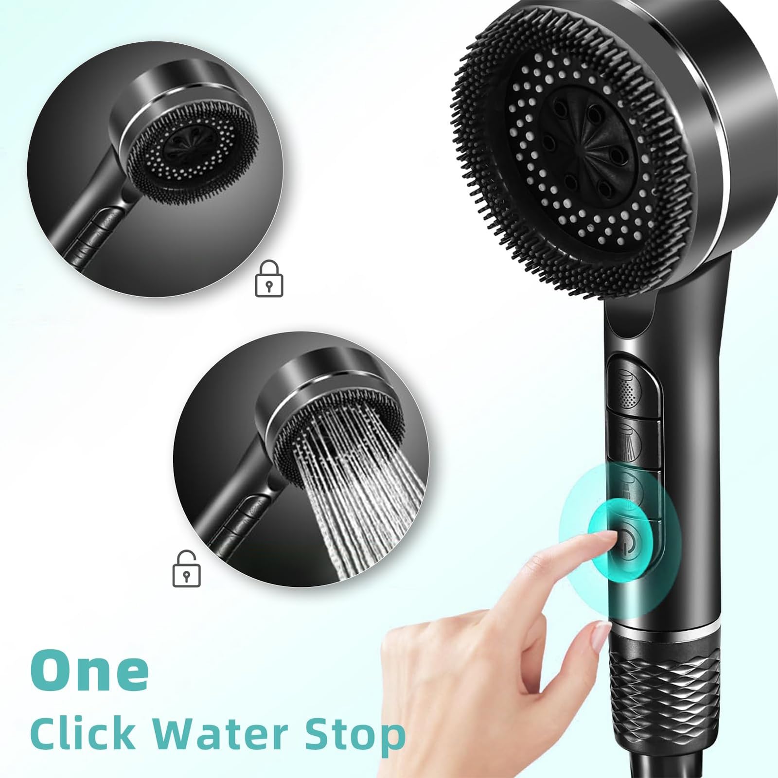 Alcachofa de ducha de alta presión con filtro y 4 modos de ducha de mano para baños modernos, máxima eficiencia de agua