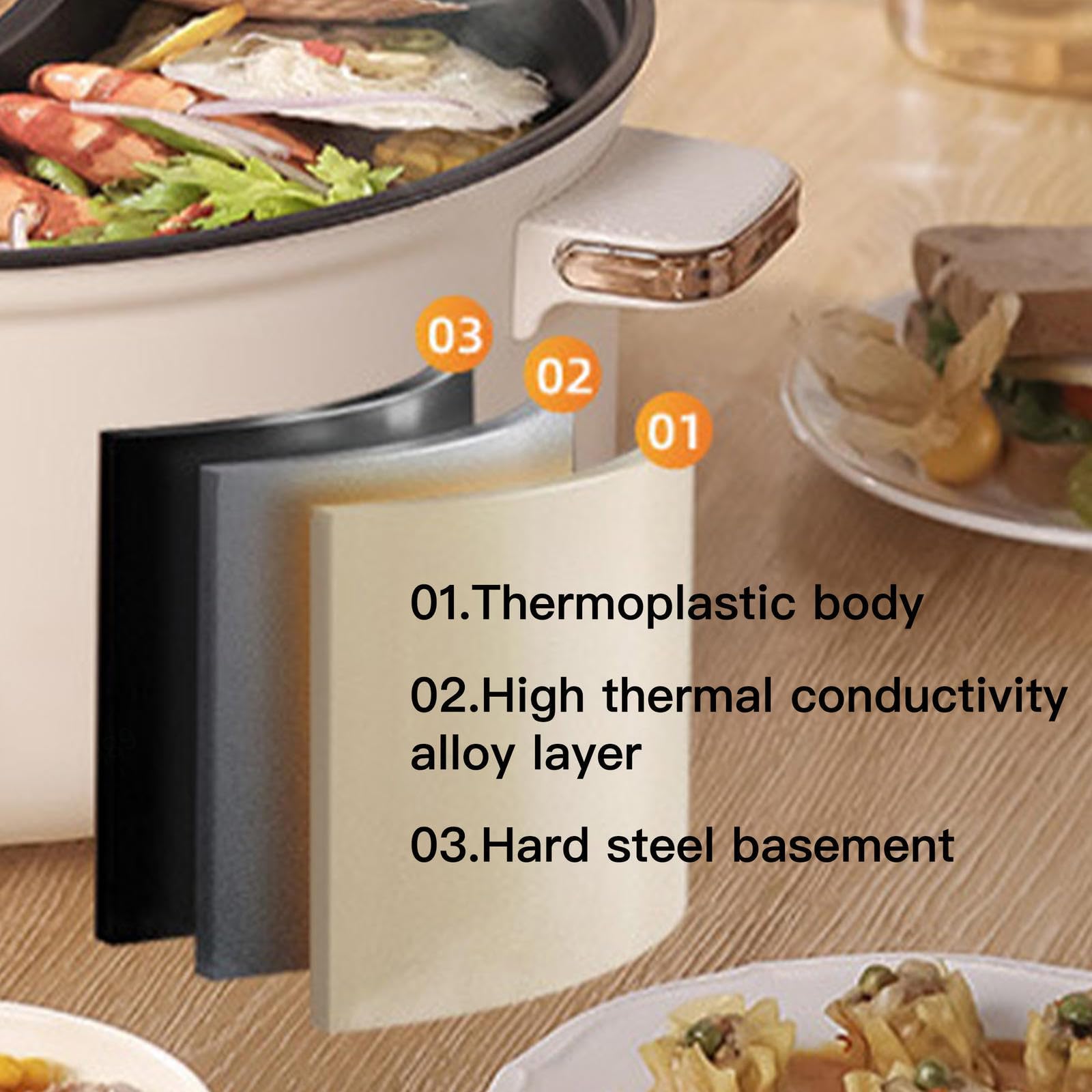 Appareil A Fondue, Double Interrupteur de Commande Multi-Fonctions Multi-Fonctions Fondue Chinoise Traditionnelle, Convient Aux Petites FêTes (avec 2 Filets Non éTanches),7.5L