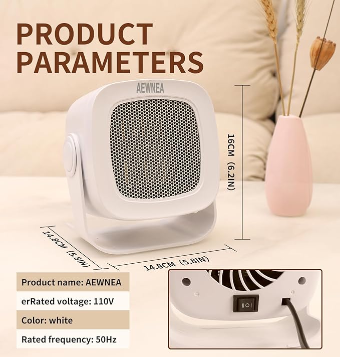 Calefactor Eléctrico Portátil Cerámico PTC 800W miniatura 2