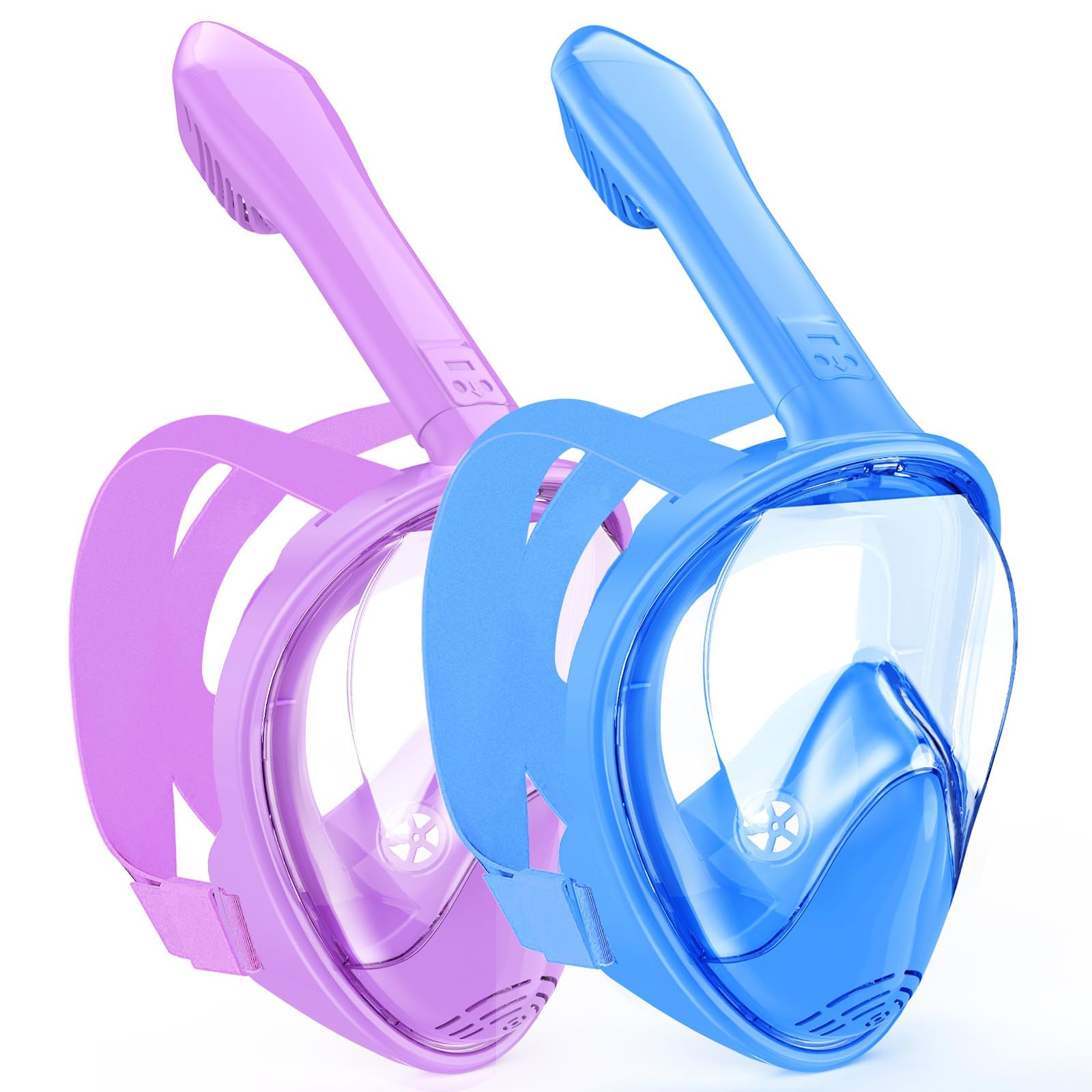 Kids Snorkel Mask Full Face, Snorkeling Gear for Kids with Camera Mount, 180 Degree Panoramic View Snorkeling Set Anti-Fog Anti-Leak