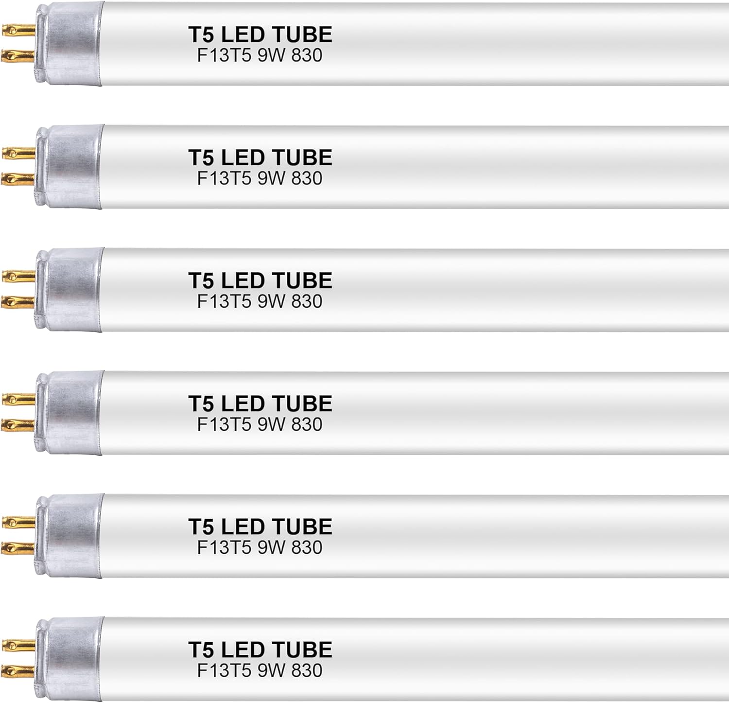6 Pack 21 Inch F13T5/WW LED Replacement Bulbs, 3000K Warm White, T5 LED 9 Watts Replace Fluorescent Bulb with LED, Replacement Tube for Counter and Cabinet Fixture
