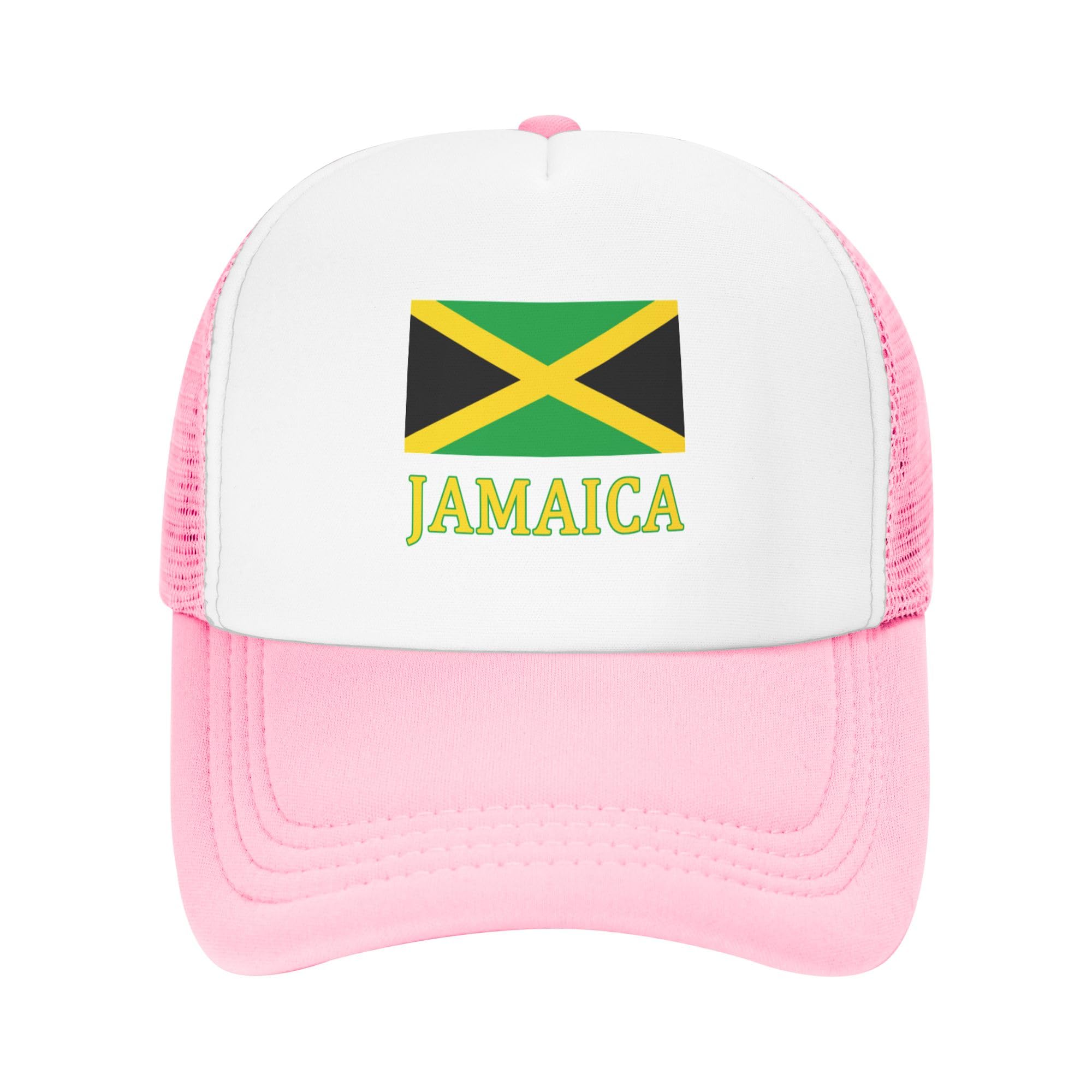Jamaican Flag Lightweight Mesh Baseball Hat Fishing Sun Cap Outdoor Casual Cap Pink