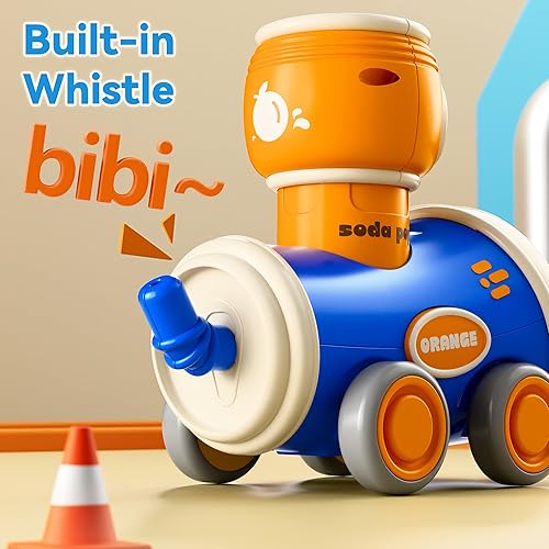 Miniatura 4 de iPlay, iLearn Press to Go - Juego de juguetes de coche para niños pequeños de 1 a 3 años, coches de carreras de fricción para bebés, juego de