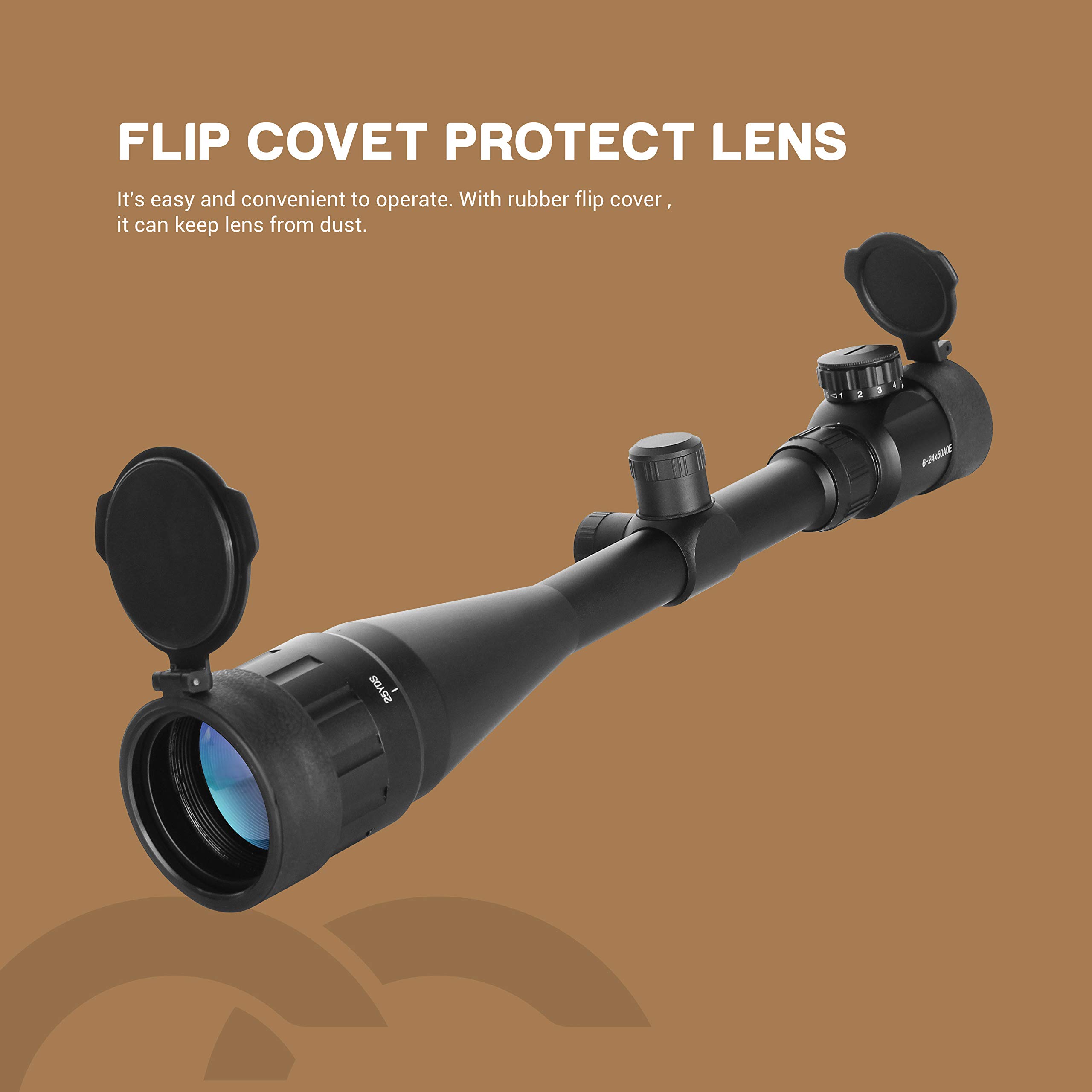 ESSLNB Mirino Softair 6-24x50 Ottica Softair con Mil-Dot Telemetro AOEG 5 Impostazioni di Luminosità Red Dot 20mm/22mm Picatinny Binario di Guida e per Caccia