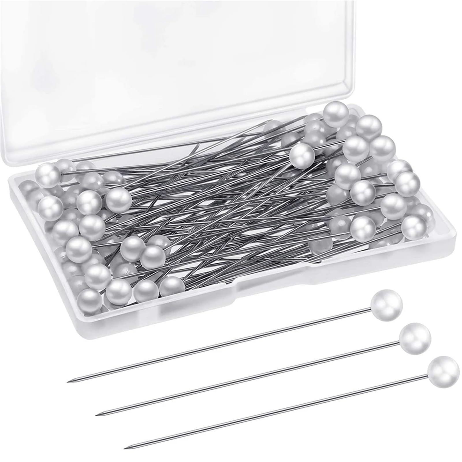 Alfileres redondos para coser joyas, color blanco, recto, para manualidades, decoración de boda, tapicería de tela