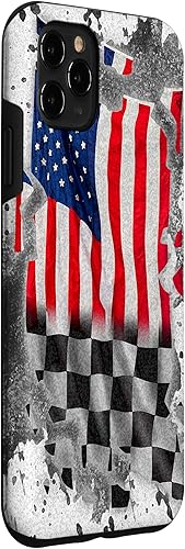Vista 33 de iPhone 12 mini Car Racing bandera estadounidense pit crew Case