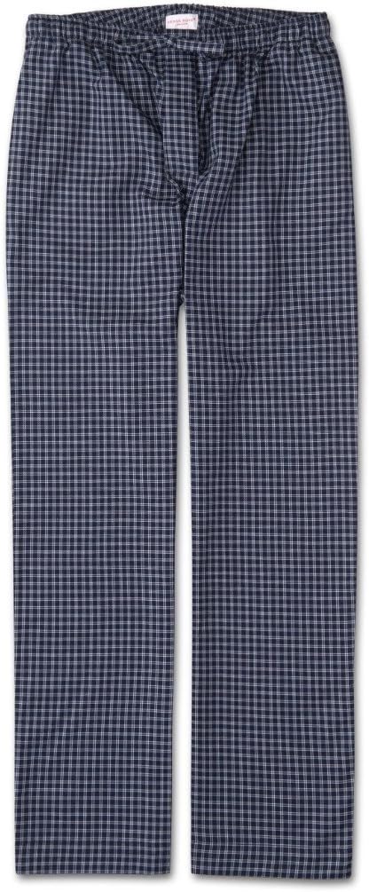 Derek Rose Men's Navy Braemar Check Brushed Cotton Sleep Lounge Pajama Bottom Pants