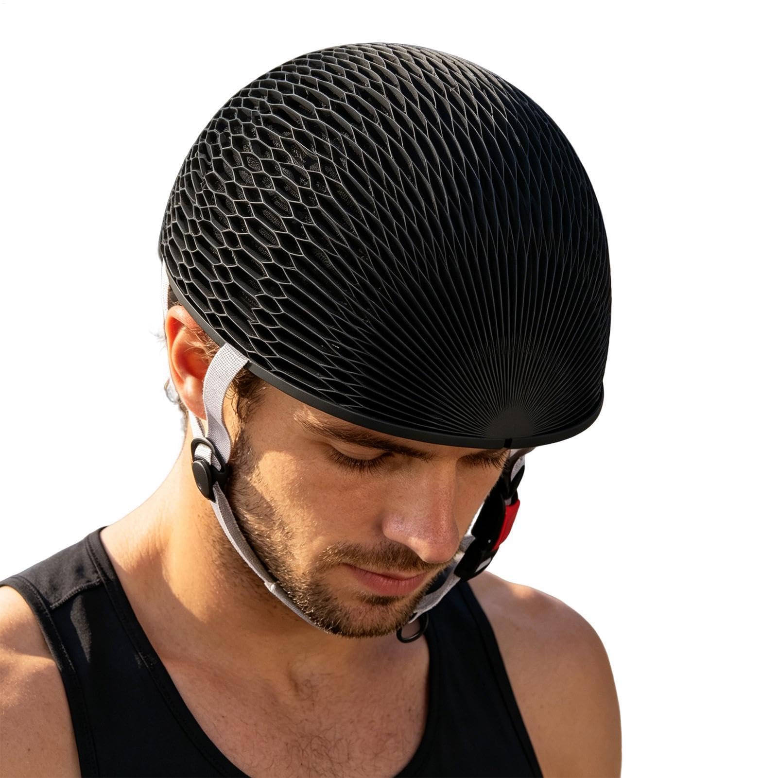 Casco de bicicleta plegable de papel portátil con correa ajustable 8