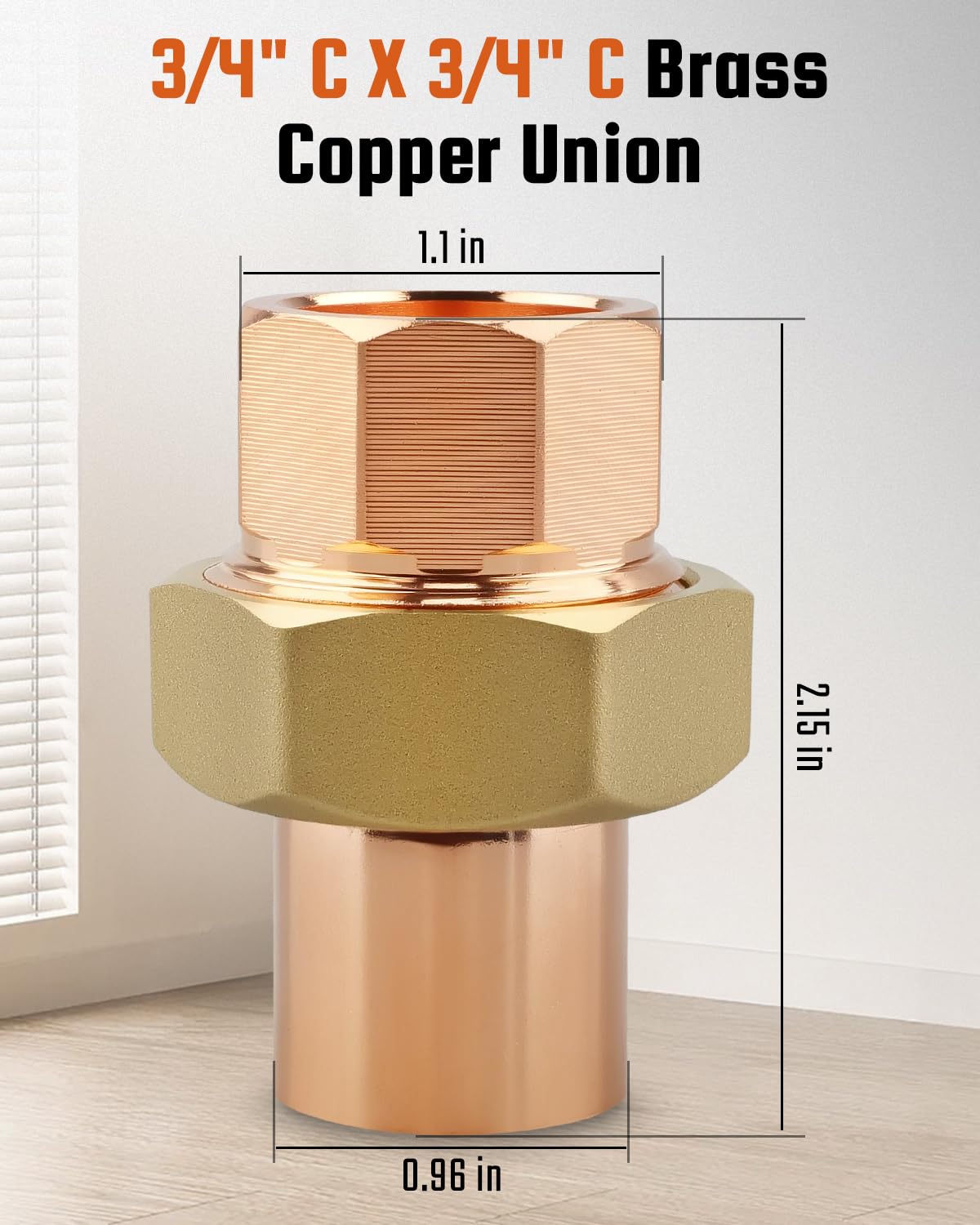 Paquete de 2 unidades de unión de cobre C x C de 0.75 pulgadas con