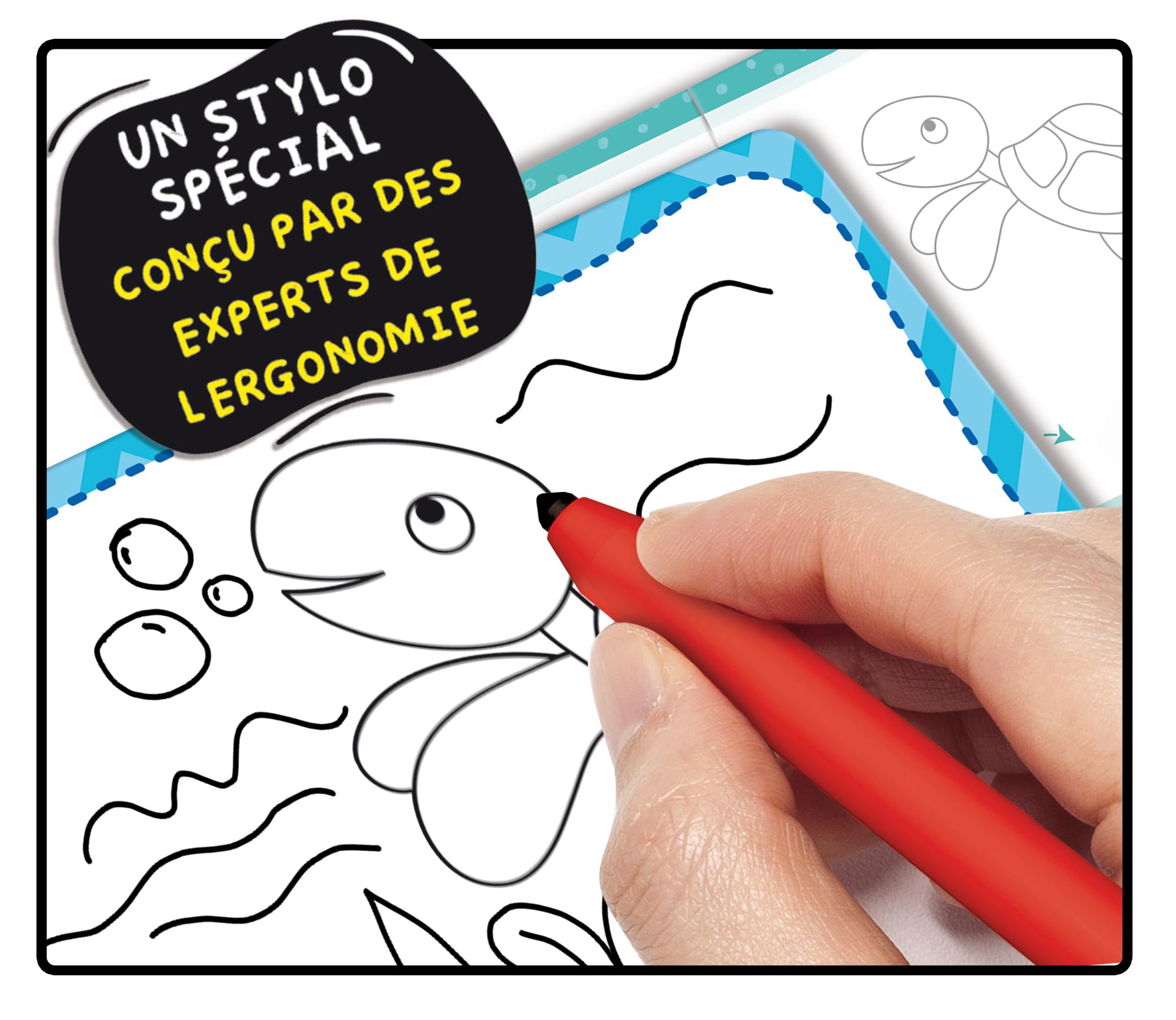 Lisciani - Montessori Pen: School of Drawing - Ergonomiczne pióro, puzzle i zestaw dwustronnego łupka dla dzieci od 3 lat - Nauka trzymania pióra - Wprowadzenie do rysowania - Wyprodukowano we
