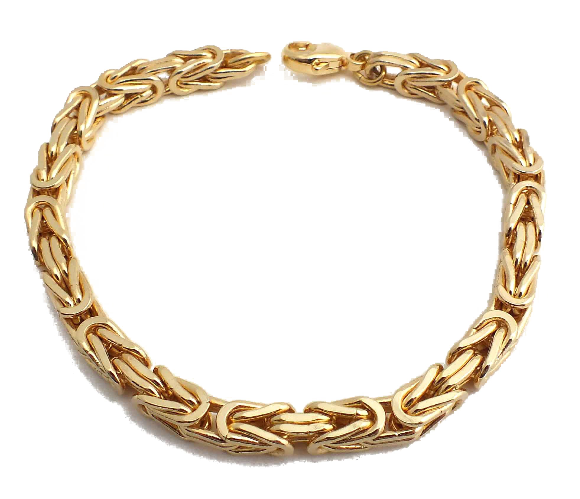Bracelet byzantin carré - Chaîne italienne originale - Plaqué or 18 carats ou doublé - 5 mm de large - Longueur au choix