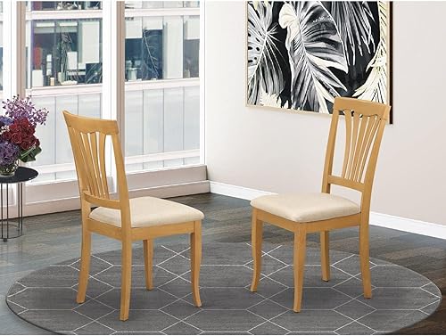 Miniatura 17 de East West Furniture AVC-WHI-W Avon - Sillas de comedor de cocina – Sillas de asiento de madera maciza con respaldo de listones, juego de 2, suero de