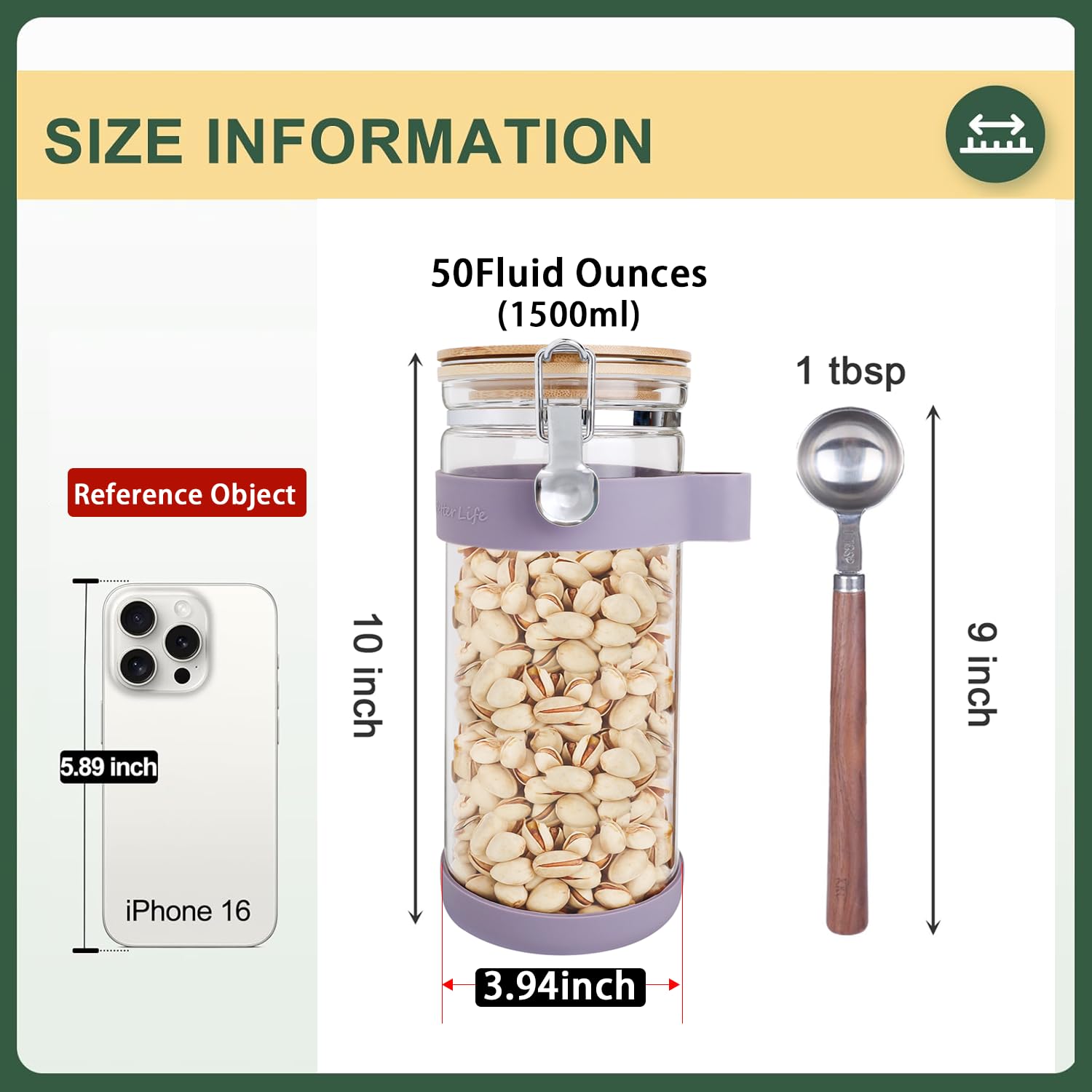 KKC Home Accents Kaffee-Vorratsdosen mit Bambus-Klemmdeckel, luftdichter Behälter für Zucker, Salz, Kaffeebohnen, losen Tee, Nüsse, Speisekammer-Organisation, 150 ml, Violett
