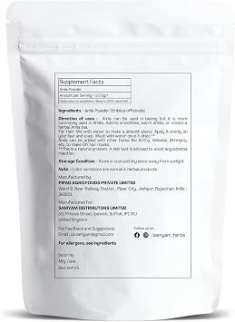 SAMYAM Amla Powder (Phyllanthus emblica) - 1Kg Pack | Ayurvedic Superfood for Hair, Skin and Health