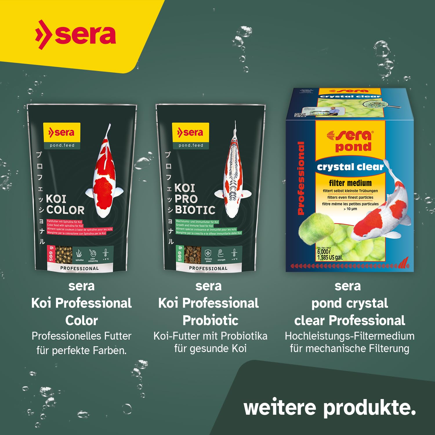 sera Koi Professional Summer 21 L (7 kg) | Energiereiches Fischfutter für aktive Fische im Sommer | Koi Futter für Temperaturen über 17 °C | Koifutter mit Ring-Kern-Pellets | Fischfutter Teich